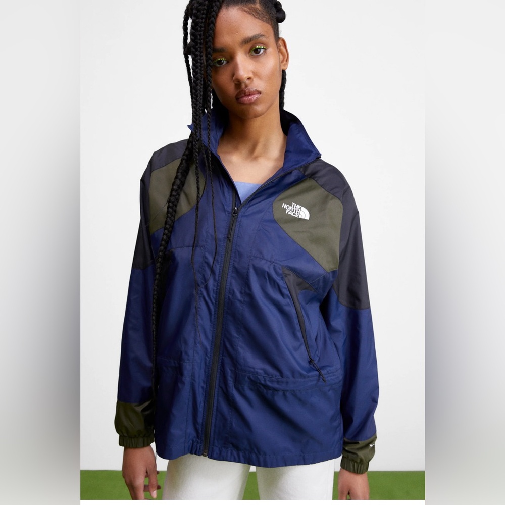 The North Face TNF X Windbreaker Jacket Green Summit Navy - Picture 4 of 10